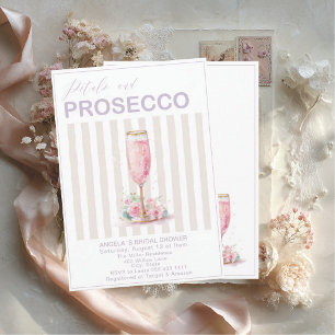Invitación Elegantes Pétalos de Acuarela y Prosecco Boda