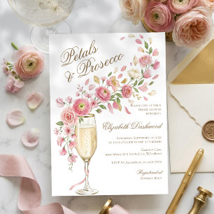 Invitación Elegantes Pétalos y Prosecco Floral Despedida de S