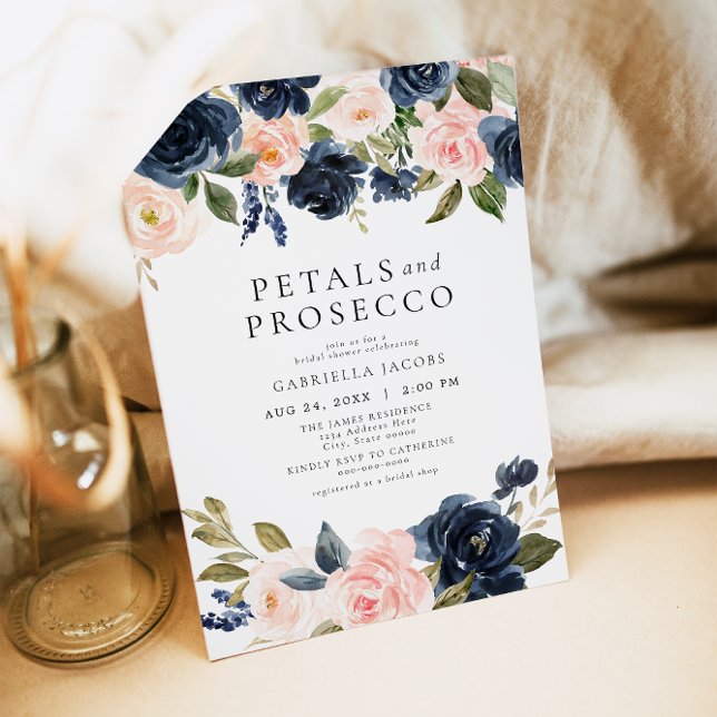 Invitación Elegantes Petals de Rubor y ducha de novia Prosecc (Subido por el creador)