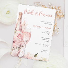 Invitación Elegantes Petals y Prosecco Boho Rubor verano rosa