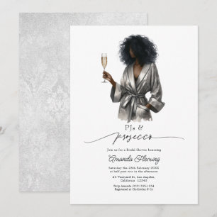 Invitación Elegantes pijamas de satén plateado y brindis de p