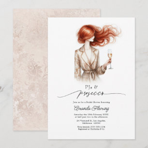 Invitación Elegantes pijamas y prosecco Despedida de soltera 