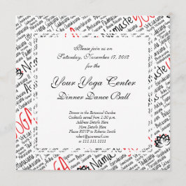 Invitación Elegantes posiciones de yoga negro y rojo Lotus Bl