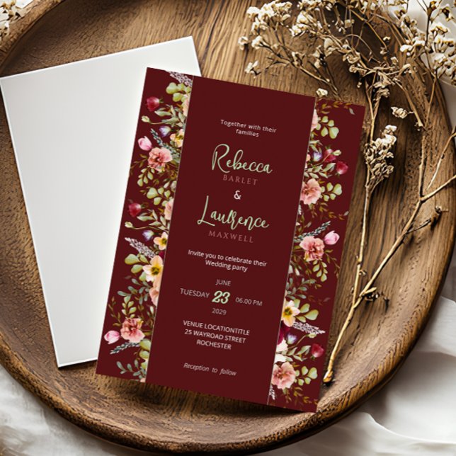 Invitación Elegantes prados de flores silvestres boda jardín (Subido por el creador)