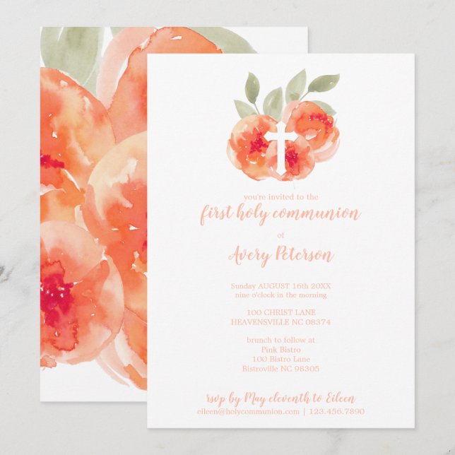 Invitación Elegantes pueblos de prena cruzan la primera comun (Anverso / Reverso)