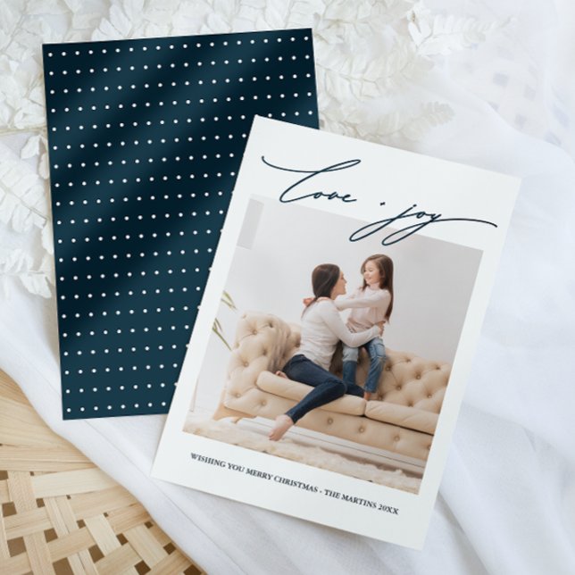 Invitación Elegantes puntos azules amor y alegría caligrafía  (Subido por el creador)