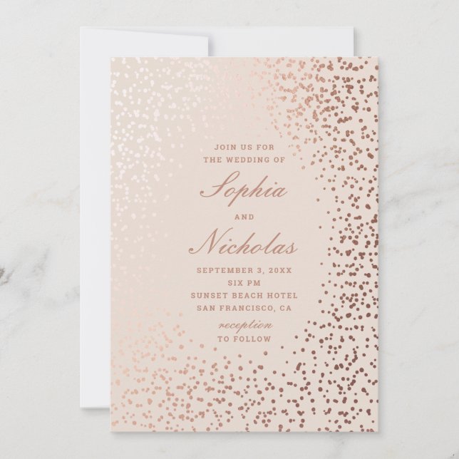 Invitación Elegantes puntos de polka dorada. Boda moderno clá (Anverso)