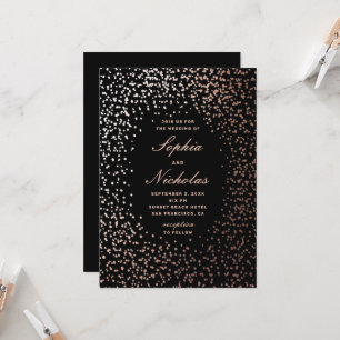 Invitación Elegantes puntos de polka dorada. Boda moderno neg