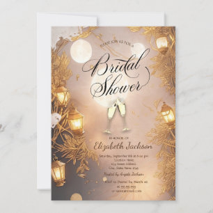 Invitación Elegantes Ramas Regadera de Novia con Farol Rústic