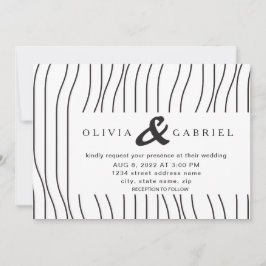 Invitación Elegantes rayas blancas negras. Boda moderno