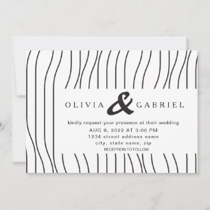 Invitación Elegantes rayas blancas negras. Boda moderno