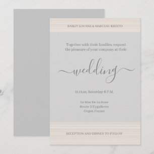 Invitación Elegantes rayas de grano de madera gris claro Boda