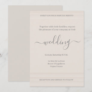 Invitación Elegantes rayas de veta de madera en blanco marfil