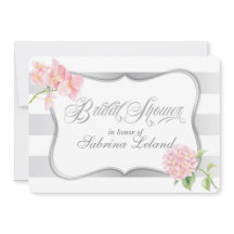 Elegantes rayas plateadas Floral Bridal Shower