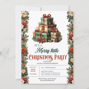 Invitación Elegantes regalos clásicos de Navidad retro vintag