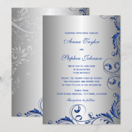 Invitación Elegantes Remolinos Florales de Purpurina Falsa Az