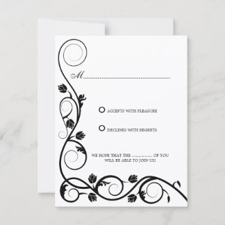 Invitación Elegantes Remolinos Negros y Blancos RSVP / Respon