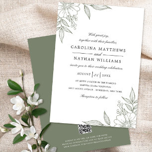 Invitación Elegantes rincones florales Boda Sage Green QR Cod