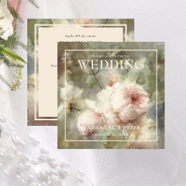 Invitación Elegantes Rosas antiguos, suave color de agua rosa