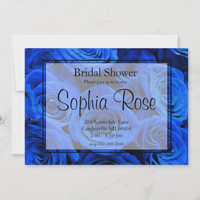 Invitación Elegantes rosas azules flores azules florales azul (Anverso)