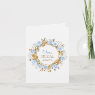 Invitación Elegantes Rosas Azules Polvorientas y Aliento de B