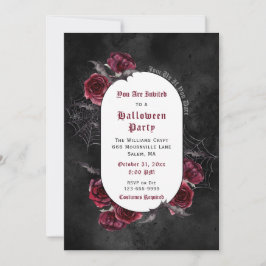 Invitación Elegantes Rosas Bats Halloween