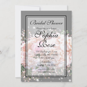 Invitación Elegantes rosas blancas bebés respiran ducha de no