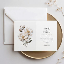 Invitación Elegantes rosas blancas Bodas horizontales de esti