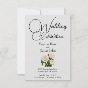 Invitación Elegantes rosas blancas de durazno rosa