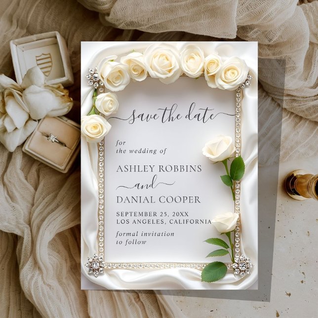 Invitación Elegantes rosas blancas de terciopelo salvan la fe (Subido por el creador)