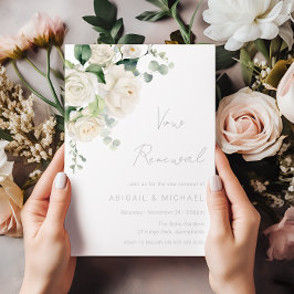 Invitación Elegantes Rosas Blancas Divinas y Renovación de Vo