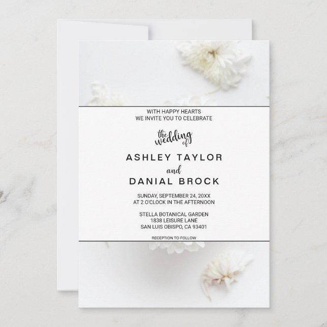 Invitación Elegantes rosas blancas florecen flores Boda de ve (Anverso)