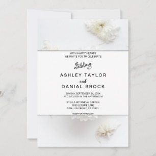 Invitación Elegantes rosas blancas florecen flores Boda de ve