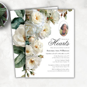 Invitación Elegantes rosas blancas para siempre en nuestro fu