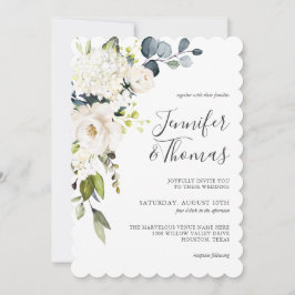 Invitación Elegantes rosas blancas y Boda floral de Hydrangea