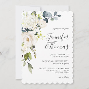 Invitación Elegantes rosas blancas y Boda floral de Hydrangea
