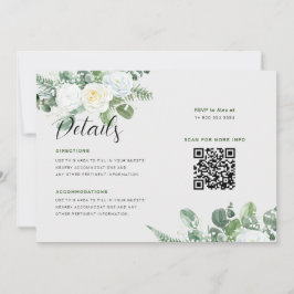 Invitación Elegantes rosas blancas y detalles de Bodas verdes