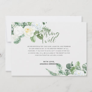 Invitación Elegantes rosas blancas y vegetación que desean bi