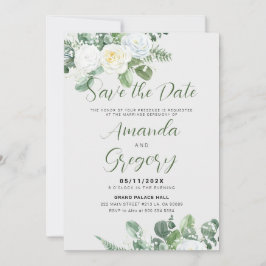 Invitación Elegantes rosas blancas y verde para guardar la fe