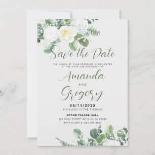 Invitación Elegantes rosas blancas y verde para guardar la fe