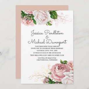 Invitación Elegantes Rosas botánicos Boda blanco con flores r