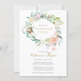 Invitación Elegantes Rosas Celebración Floral del Funeral de 