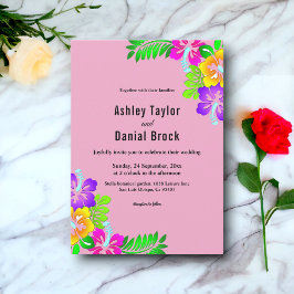 Invitación Elegantes Rosas coloridos Boho Boda Floral Rosa