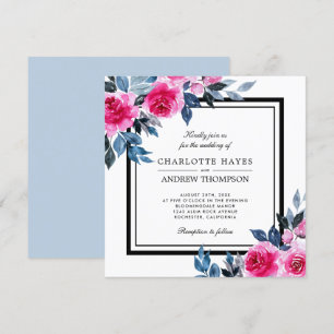 Invitación Elegantes Rosas de acuarela Boda de Plaza Floral