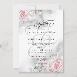 Invitación Elegantes Rosas de acuarela rosa