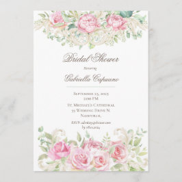 Invitación Elegantes Rosas de acuarela rosa ducha de novia