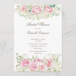 Invitación Elegantes Rosas de acuarela rosa ducha de novia