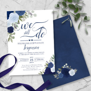 Invitación Elegantes Rosas De Boho Azules Que Aún Vemos Renov