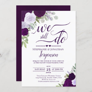Invitación Elegantes Rosas De Boho Púrpura Seguimos Jurando R