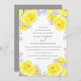 Invitación Elegantes Rosas de color amarillo acuático | BODA